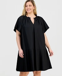 Robbie Bee Plus Pleat-Hem Puff-Sleeve Dress