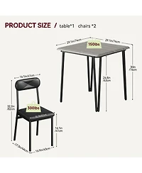 gaomon 3-Piece Dining Table Set with 2 Upholstered Chairs
