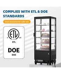 gaomon Refrigerated Display Case, Countertop Pastry Display Case Commercial Display Refrigerator with Led Lighting, Frost-Free Air-Cooling