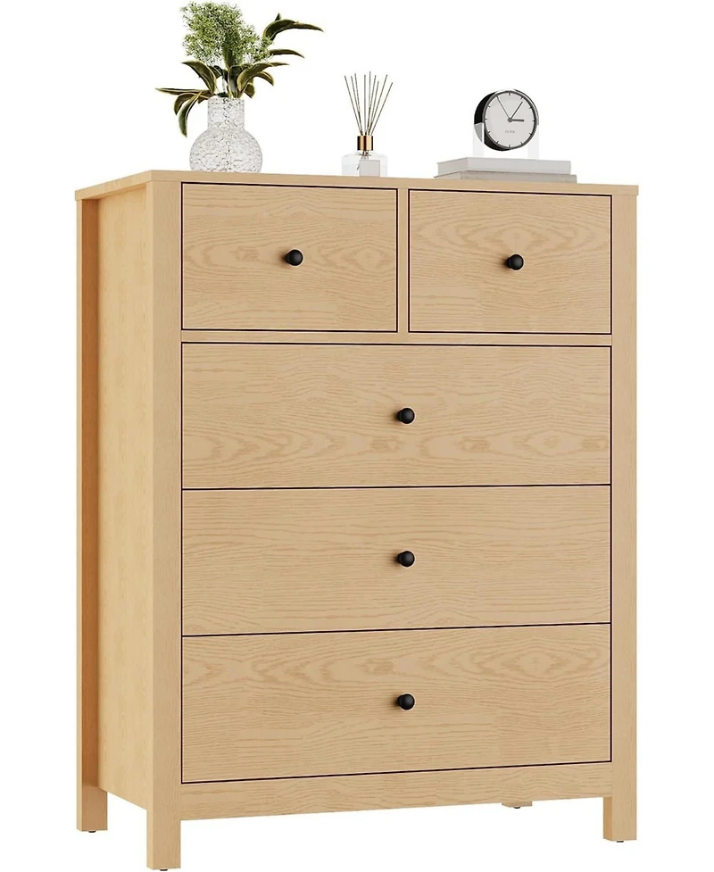 gaomon Natural Drawer Modern Tall Dresser, Storage Organizer for Bedroom