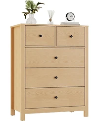 gaomon Natural Drawer Modern Tall Dresser, Storage Organizer for Bedroom