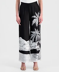 T Tahari Women's Placed Print High-Rise Pants