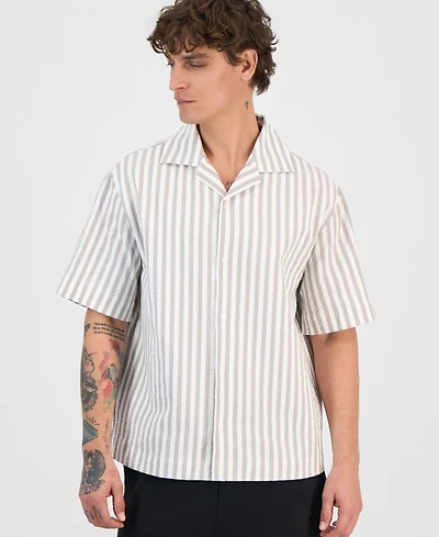 Hugo Boss Espino Cotton-Blend Striped Button Shirt