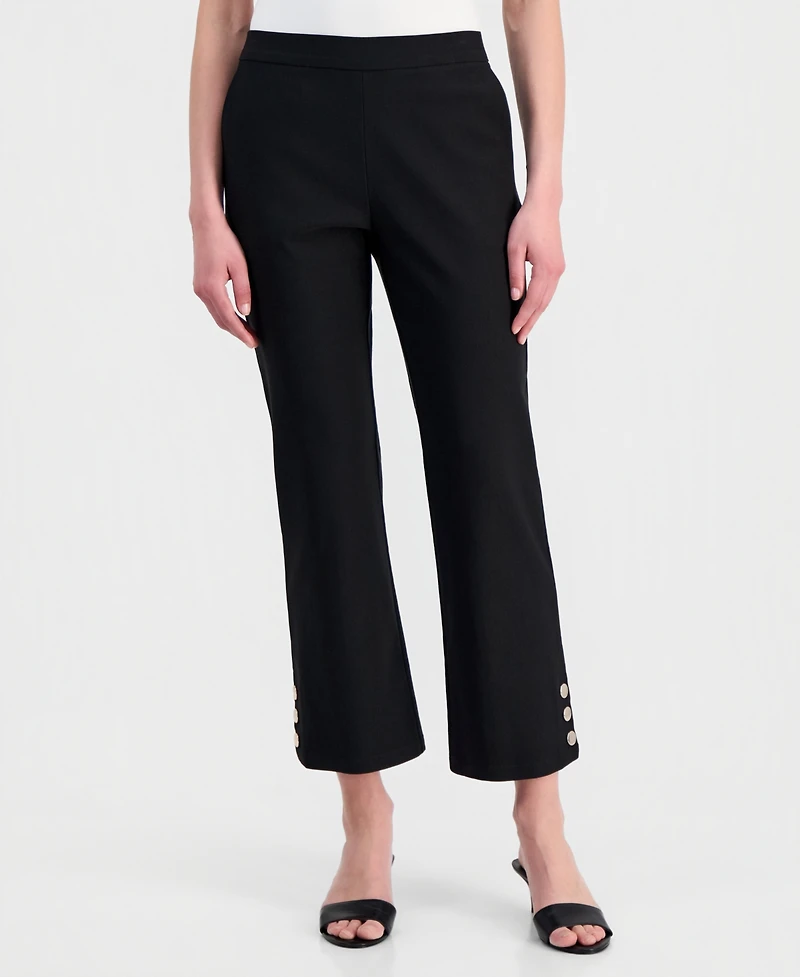 T Tahari Women's Button-Hem Cropped Pants