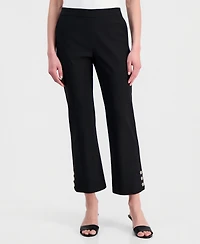 T Tahari Women's Button-Hem Cropped Pants