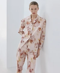 Mango Women's Watercolor Print Cotton Pajama Trousers