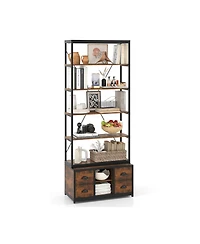 Slickblue 8 Tier Storage Bookshelf with Fabric Drawers and Metal Frame