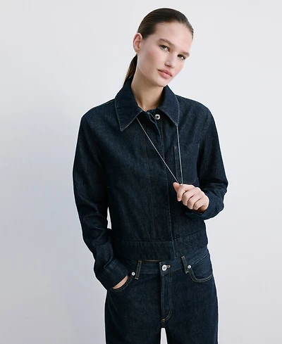 Mango Women's Pockets Fitted Denim Jacket