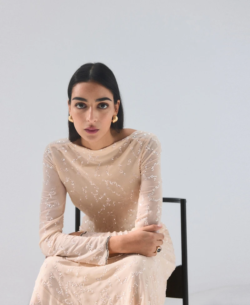 Mango Women's Open Back Sequin Dress