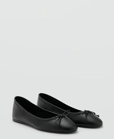 Mango Women's Bow Leather Ballet Flats