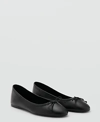 Mango Women's Bow Leather Ballet Flats