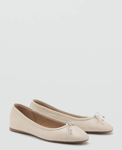 Mango Women's Bow Leather Ballet Flats