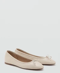 Mango Women's Bow Leather Ballet Flats