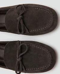 Mango Women's Bow Suede Moccasins