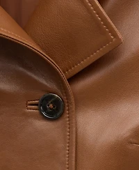 Mango Women's Leather Double-Breasted Jacket