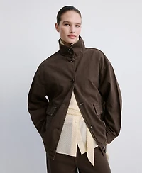 Mango Women's Pockets Oversized Denim Barn Jacket