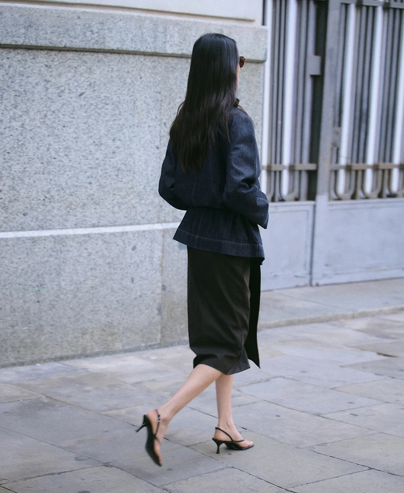 Mango Women's Gathered-Waist Denim Parka