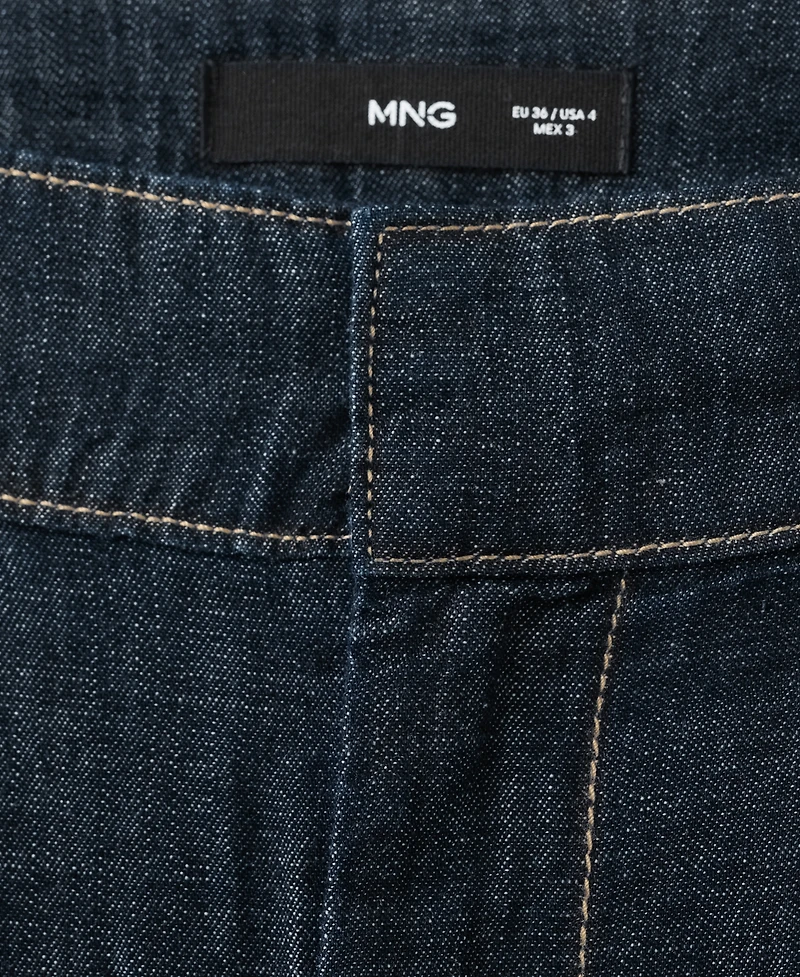 Mango Women's Wide Leg Denim Pants