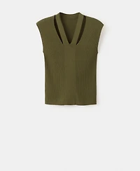 Mango Women's Combined Neckline Fine-Knit Top