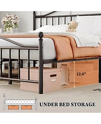 gaomon King Metal Platform Bed Frame with Decorative Headboard & Footboard, Heavy Duty Steel Slats, Underbed Storage