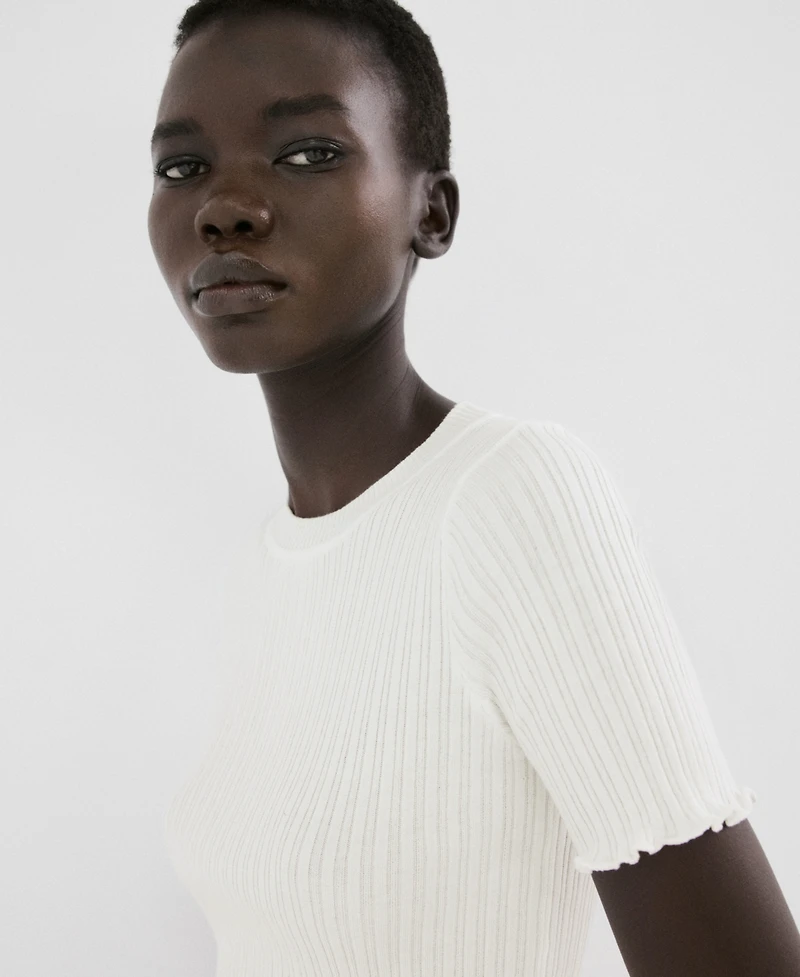 Mango Women's Ribbed Knit T-Shirt