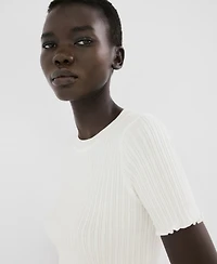 Mango Women's Ribbed Knit T-Shirt