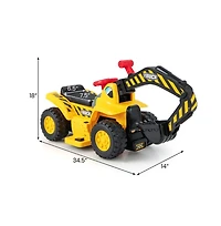 Hongge 6V Kids Ride On Excavator Fun Digger with Folding Basketball Hoop
