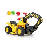 Hongge 6V Kids Ride On Excavator Fun Digger with Folding Basketball Hoop