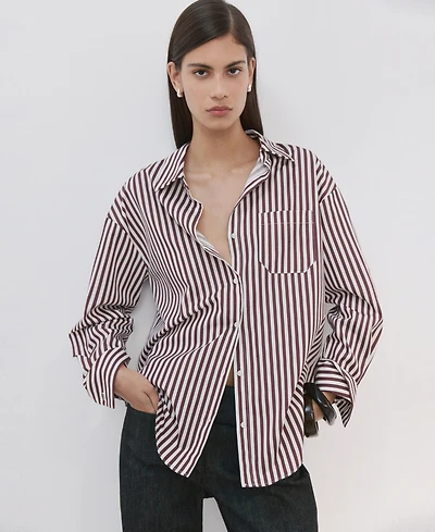 Mango Women's Striped Cotton Shirt