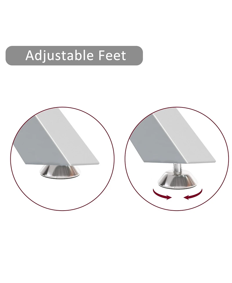 Rainsken Rectangular Clear Tempered Glass Coffee Table with Adjustable Feet and Metal Legs for Living Room (Silver + Clear Glass)