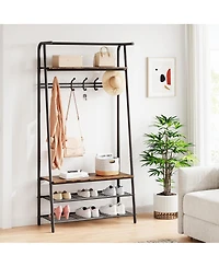 gaomon Metal & Mdf Hall Tree Hooks Tier Shelf Multi-Functional Entryway Organizer
