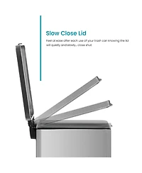 Home Zone Living 4 Gallon Slim Stainless Steel Kitchen Trash Can with Step Pedal and Soft Close Lid