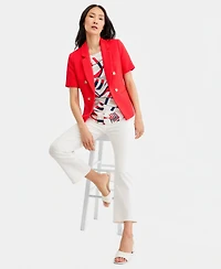 Jones New York Women's Short-Sleeve Notch Collar Polyester Blazer