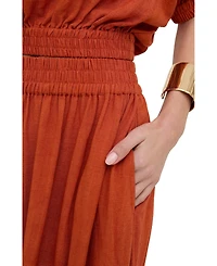 Raffya Women's Sesame Elasticated Waist Maxi Skirt