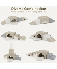 Mecale 7-Piece Toddler Climbing Blocks Set, Soft Pu Foam for Safe Indoor Play and Early Motor Development