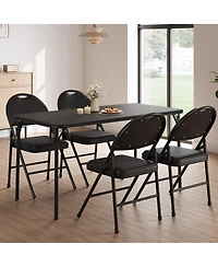gaomon Folding Chairs, Pu Leather Upholstered Foldable Chairs Set, Soft Cushioned Chairs with Metal Frame