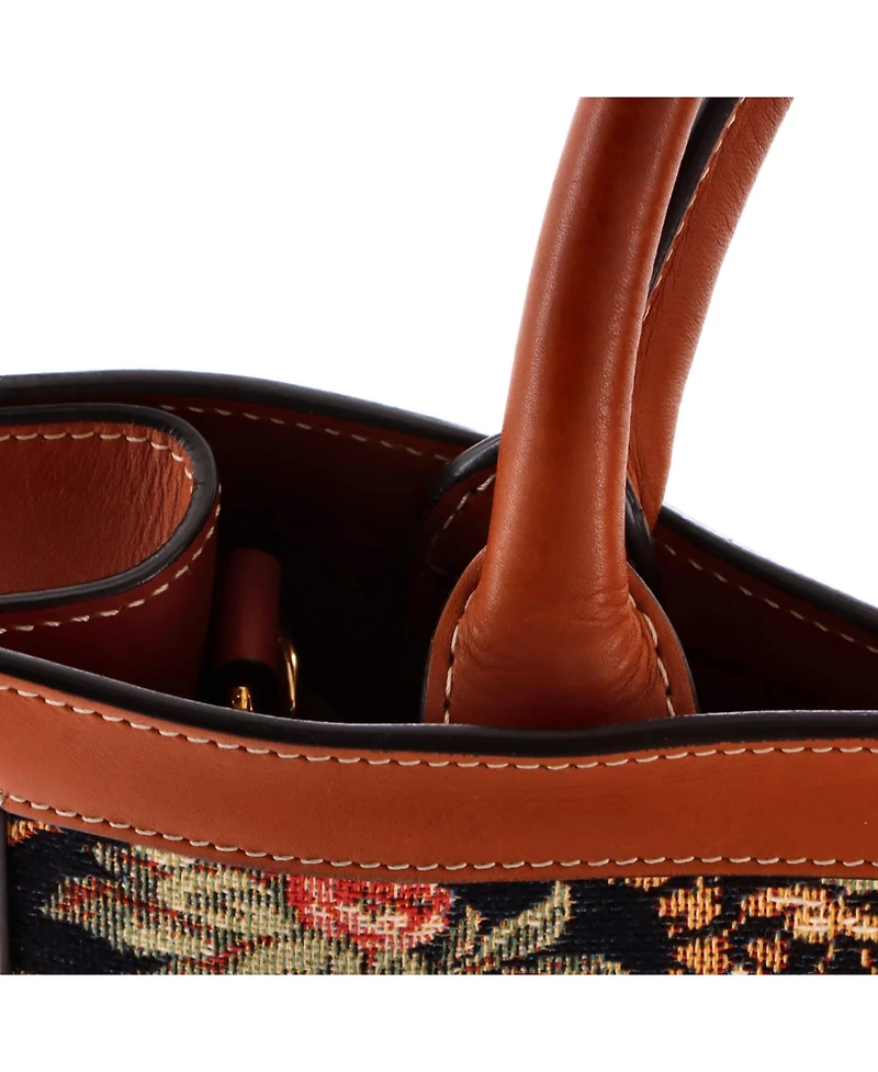 Pre-Owned Celine Small Vertical Cabas Tote Floral Jacquard with Leather