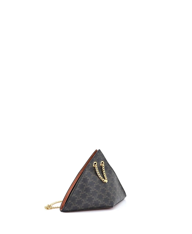 Pre-Owned Celine Pyramid Chain Shoulder Bag Triomphe Coated Canvas