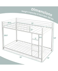 Gymax Twin Over Low Metal Bunk Bed with Ladder Guardrails for Teens Adults