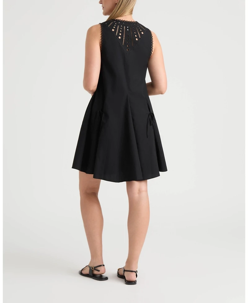 Ellen Tracy Women's Poplin Embroidered Dress