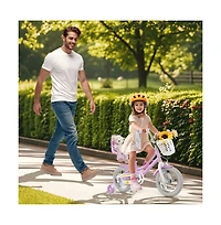 Hongge 12 Inch Girls Bike Kids Bicycle with Doll Seat and Streamers for Children 3-4 Years Old