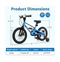 Hongge 16 Inch Kids Bike Adjustable with Shock Absorber and Bell for Aged 4 to 7-16 inches
