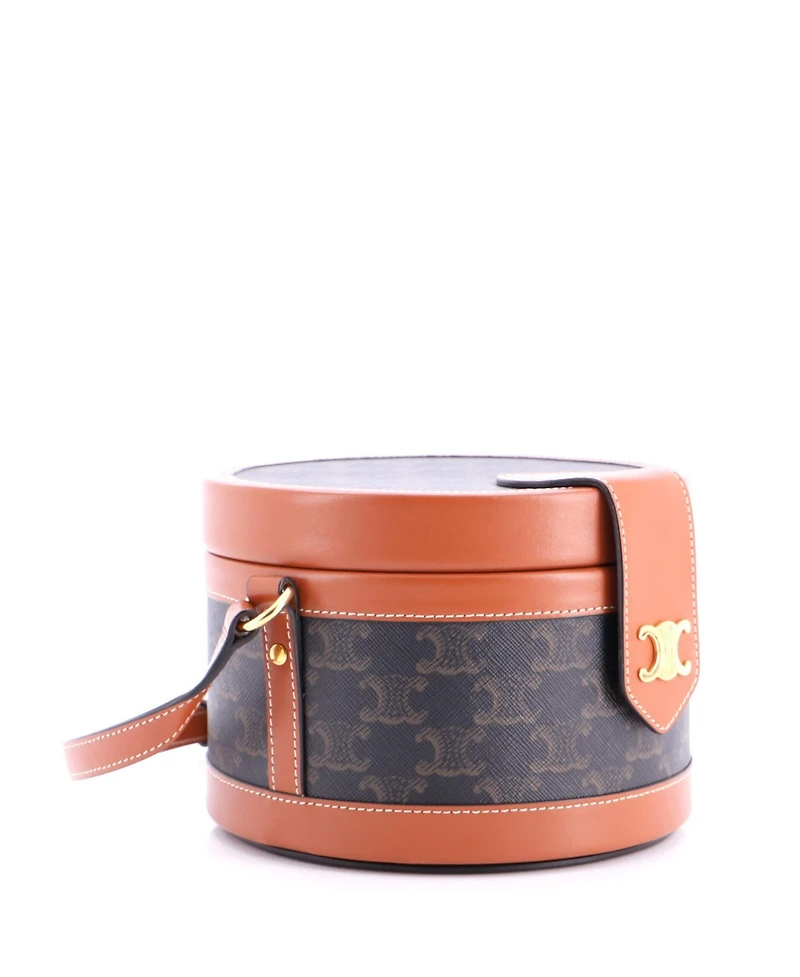 Pre-Owned Celine Medium Tambour Bag Triomphe Coated Canvas