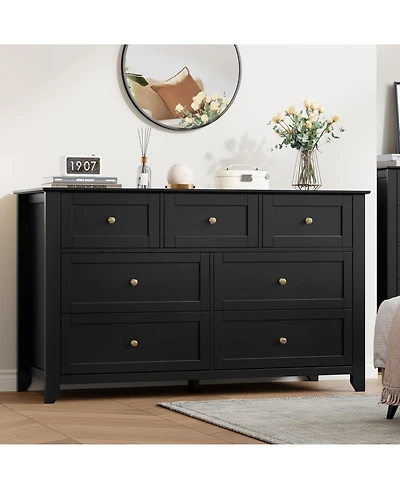 gaomon 7 Drawer Dresser for Bedroom, 54" Wide Large with Deep Drawers & Metal Knobs, Modern Wooden Chests of Entryway