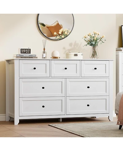 gaomon 7 Drawer Dresser for Bedroom, 54" Wide Large with Deep Drawers & Metal Knobs, Modern Wooden Chests of Entryway