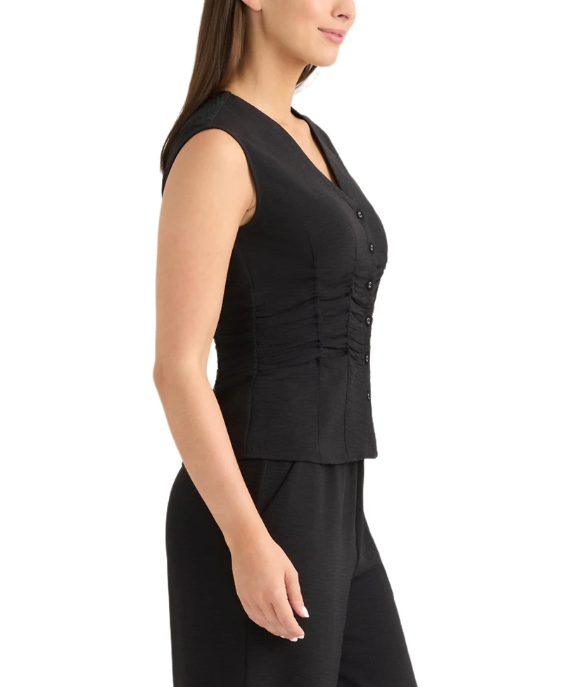 Ellen Tracy Women's Sleeveless Gathered Top