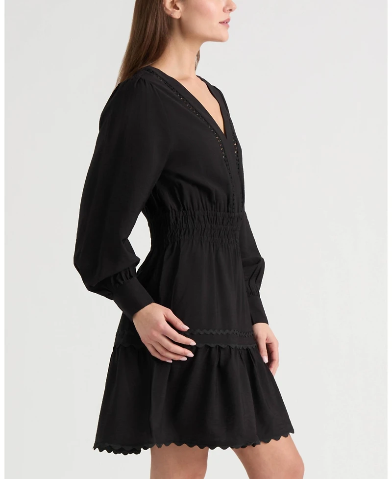 Ellen Tracy Women's Long Sleeve Dress with Flounce Hem
