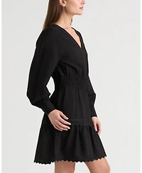 Ellen Tracy Women's Long Sleeve Dress with Flounce Hem