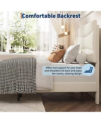 gaomon Twin Xl Size Bed Frame with Headboard, Velvet Upholstered Platform Bed Frame No Box Spring Needed with Under-Bed Storage