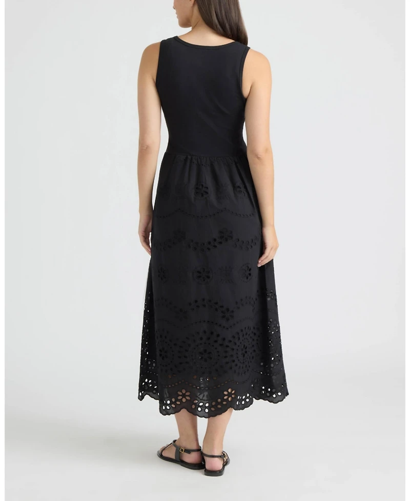 Ellen Tracy Women's Twofer Dress with Eyelet Skirt